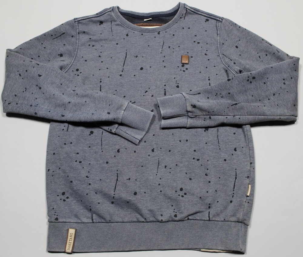 Naketano Sweatshirt Mens XL Fleece Crewneck Distressed Paint Splatter Graphic